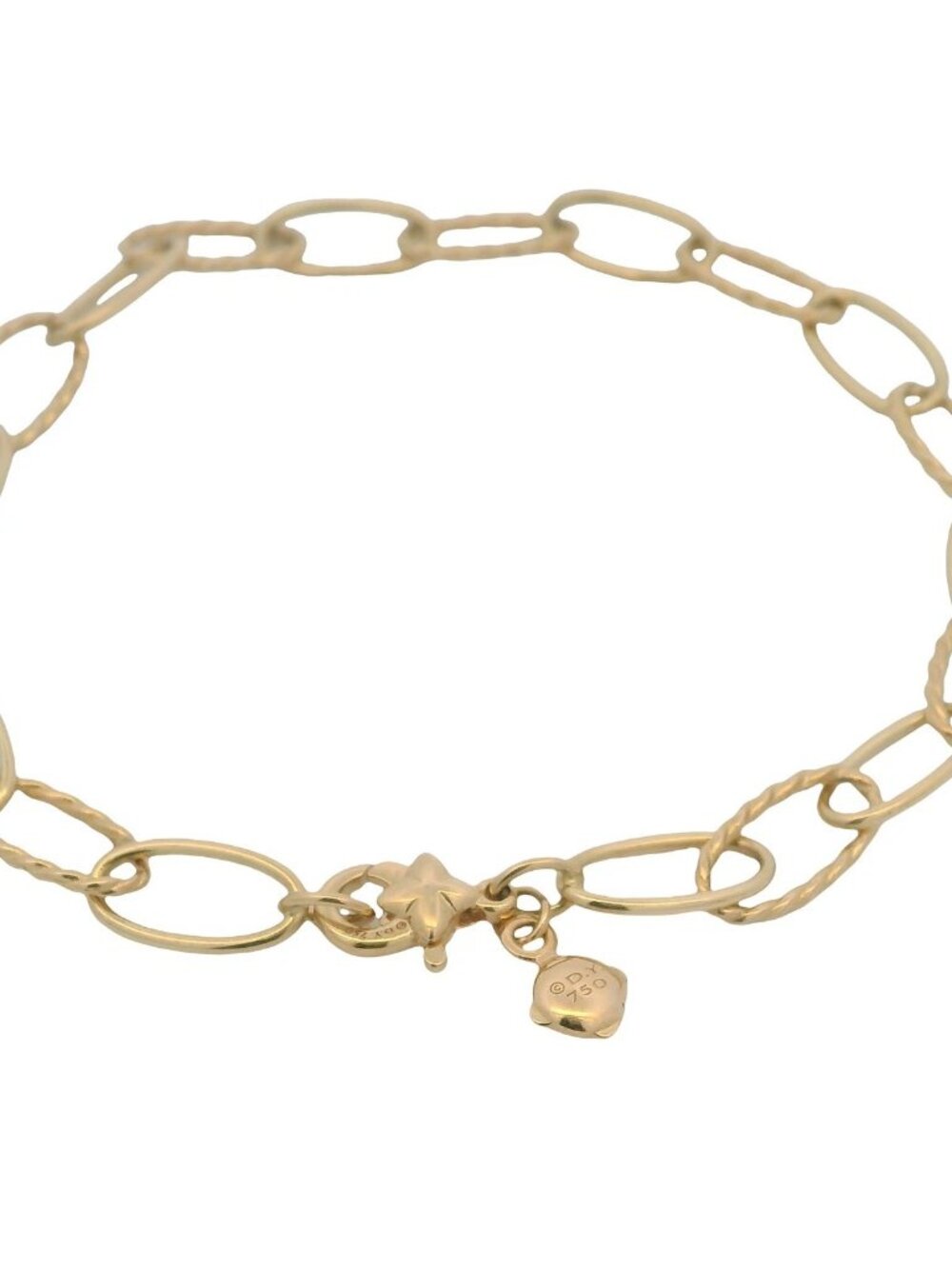 David Yurman Solid 18kt Yellow Gold Oval Twisted Link 7.5" Chain Bracelet